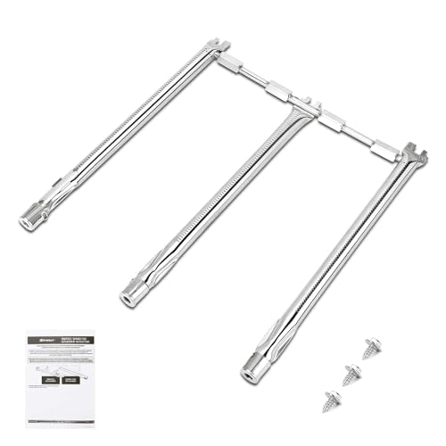 GFTIME 69787 Edelstahl Brenner 45,3cm für Weber Spirit 300 Spirit E310 S310 E320 S320 E330 S330 (Mit Fronttasten), Ersatzteile Brennerrohr für Weber Spirit II//LX 310 Series Gasgrill