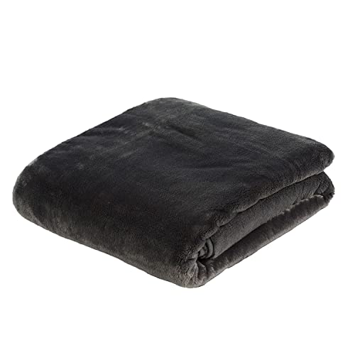 Gözze - Premium Cashmere-Feeling Wohn- und Kuscheldecke, 500 g/m², 180 x 220 cm - Anthrazit