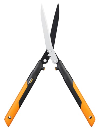 Fiskars PowerGear X Getriebe-Heckenschere, Antihaftbeschichtet, Hochwertige Stahl-Klingen, Länge: 63 cm, Schwarz/Orange, HSX92, 1023631