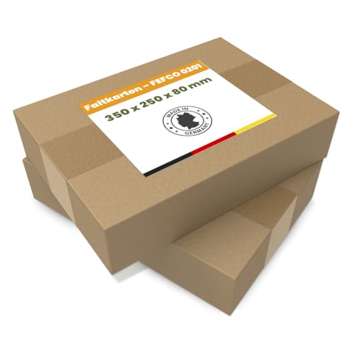 25x DHL Kleinpaket Versandkarton 350x250x80mm | Robuster und Stabiler Karton für DHL, Hermes, DPD Warenpost & Päckchen | Faltkarton für Versand | FEFCO 0201