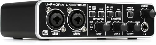 Behringer U-PHORIA UMC202HD Audiophiles 2x2, 24-Bit/192 kHz USB-Audio-Interface mit Midas-Mikrofonvorverstärkern