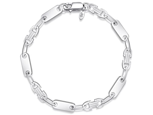 Silberketten Store DEIN SCHMUCK ONLINE SHOP Plattenkette Steigbügelkette Armband mit einer Breite von 6mm |echt 925 Silber | hochglanzpoliert mit stabilem Karabinerverschluß