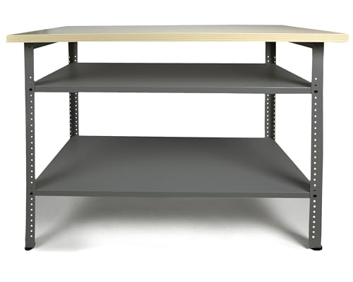 Ondis24 Werkbank 120cm Nobbi Pro Packtisch aus Metall, mit Arbeitsplatte, höhenverstellbare Einlegeböden, Justierfüße, Werktisch für Sparfüchse lichtgrau (85cm)