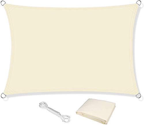 KAHEIGN Sonnensegel Wasserdicht 2,5m x 3m Rechteckig, Sonnenschutz Balkon Sonnensegel Leinwand 120gsm Sonnenschutz für Garten Balkon (Creme)