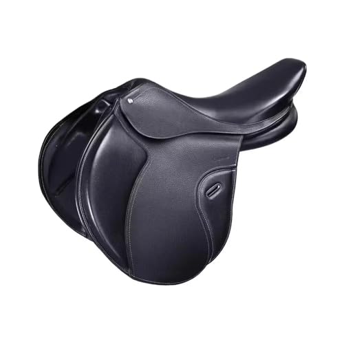 EQUIGEAR Leistungsstarker und komfortabler Leder-Springsattel für Pferde – Allzweck-Reitsattel für kontrolliertes Reiten bei Training und Outdoor-Einsatz (15 inches)