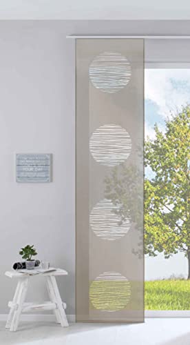 Gardinenbox Moderner Flächenvorhang Raumtrenner Schiebegardine »Kreis« HxB 245x60 cm Taupe aus hochwertigem Ausbrenner-Stoff mit Paneelwagen Beschwerungsstange, 85612