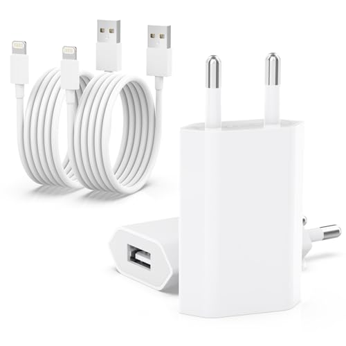 [MFi Certified] 2er-Pack USB iPhone Ladegerät und Ladekabel, ZNBTCY 2M Ladekabel mit USB Netzteil, Ladeadapter schnelles Aufladen für iPhone 14/13/12 pro/11/XS Max/XR/X/8-Weiß