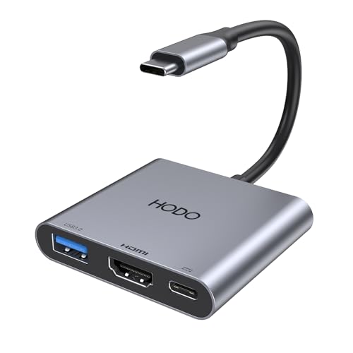 HODO USB C HDMI Adapter, USBC Digital AV Multiport Hub mit 4K HDMI, USB 3.0, Type-C 100W PD für iPad/MacBook/Samsung S24/Surface/HP