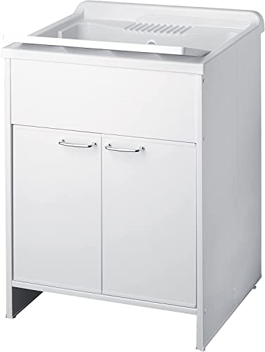 Negrari 9002KAM Waschtisch mit Schrank für den Außen- und Innenbereich, aus PVC-Harz, 2 Türen 60 x 50 x 85 cm, Weiß, M, 12 Einheiten