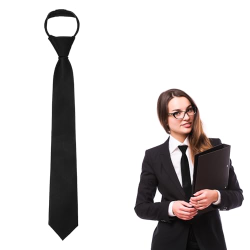 CIATBYYJ Schwarze Krawatte für Damen,40cm Vorgebundene Krawatten,Verstellbare Krawatten mit Reißverschluss,JK-Uniform Krawatte mit Reißverschluss,für Mädchen Abschlussfeier Geschäftshochzeit
