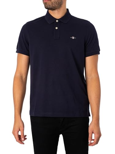 Gant Herren Reg Shield Pique Polohemd, Evening Blue, M EU