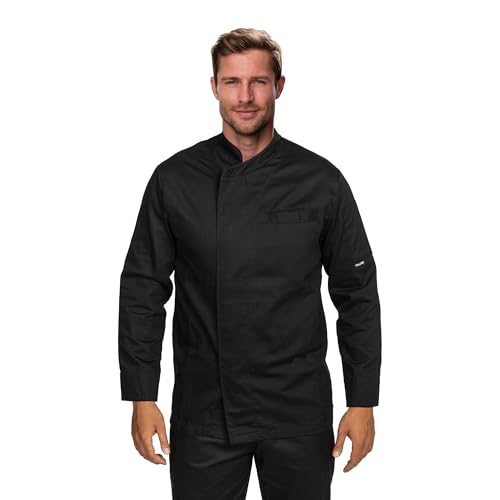 PALLTEX KOTO LS 100% Baumwolle Kochjacke Unisex Kochjacke Damen Kochjacke Herren Kochkleidung Professional Chef Uniform Langarm (Schwarz, M)
