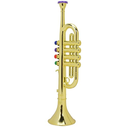 SPYMINNPOO Kid Trumpet Toy, Vorschulmusikinstrument Inspirieren Musikinteressen Golden Coated Plastic Trompete Toy