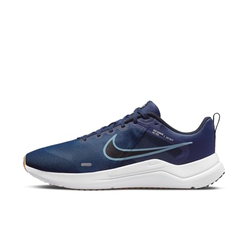 Nike Herren Downshifter 12 Sneaker, Midnight Navy/Worn Blue-Dark Obsidian, 42.5 EU