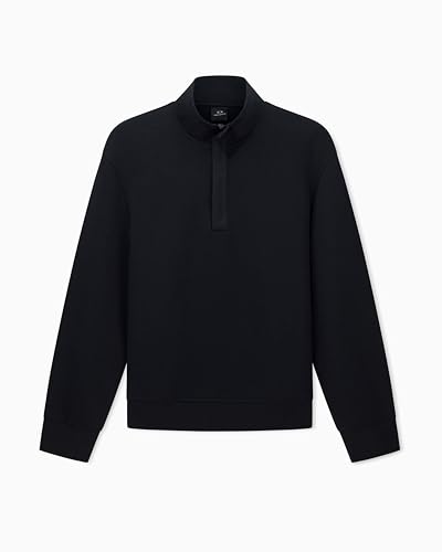 Armani Exchange Men's Essential, Long Sleeve Half loged Zip Sweatshirt, Black, L