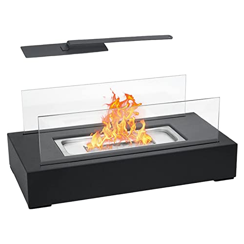 KUANGGE Rechteckiger Tischkamin, tragbarer Feuerschalentopf, Flammenmodellierungsheizer, Bioethanol-Feuerstelle, ideal für den Innen- und Außenbereich