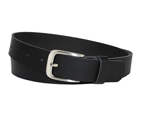 Vascavi Ledergürtel, 3 cm breit, Made in Germany, echt Leder Gürtel für Damen und Herren, kürzbar (95 cm Gesamtlänge 105 cm, Schwarz)