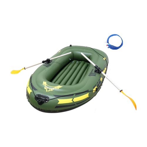 Fenteer Aufblasbares Boot, 2 Personen, Sommer im Freien, für Teiche, Seen, Flüsse, 4 Luftkammern, PVC-Schlauchboot, Floß für, Erwachsene und Familien, GrÜn