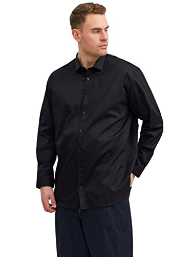 JACK & JONES Herren Freizeit Hemd JPRBLACARDIFF Relaxed Fit Plussize 2XL-8XL, Größe:3XL, Farbe:Black Loose FIT 12235157