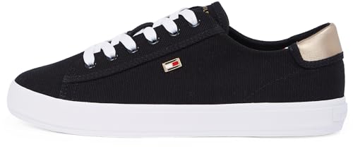 Tommy Hilfiger Damen Vulcanized Sneaker Canvas Lace Up Elegant, Schwarz (Black), 40