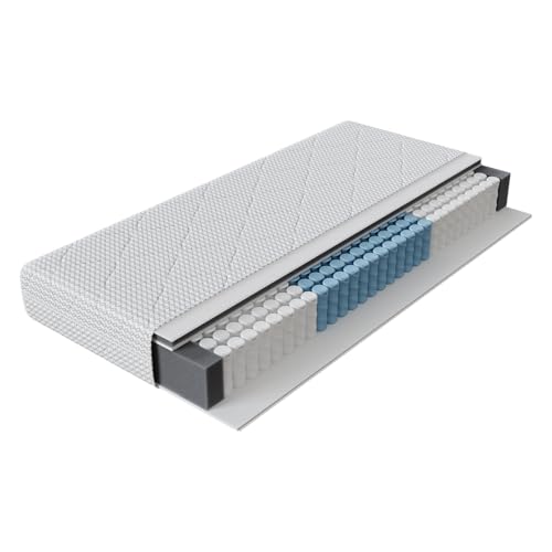 Novilla Matratze 180x200 cm Federkernmatratze Härtegrad H4 Öko-Tex Zertifiziert 7 Zonen Taschenfederkern mit Komfortschaum und Atmungsaktiv Bezug Matratzen Höhe 24 cm