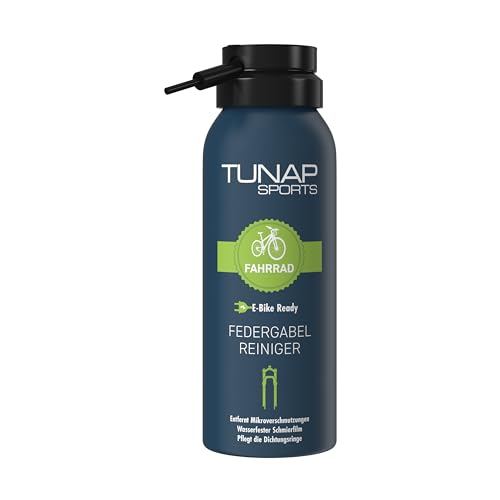TUNAP SPORTS Federgabel-Reiniger 125ml | Spray für Dämpf- und Federelemente am Bike reinigt, pflegt, schmiert | Materialverträglich und schützt Dichtungen | E-Bike ready | Made in Germany