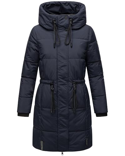 Navahoo Damen Wintermantel kurzer Steppmantel mit Kapuze Zuckertatze XIV Navy Gr. XS