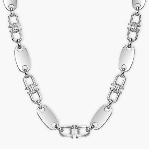 TAIPAN Plattenkette bewegliche Steigbügelkette - 925 Silber, Plate chain/Stirrup chain, 10mm breit, 60-70cm, Kette für Erwachsene (60cm)