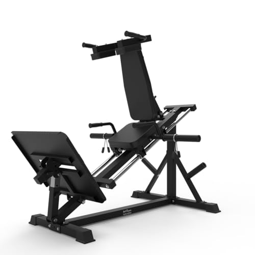 Bad Company Hackenschmidt Beinpresse für Zuhause mit Wadenheber-Block schwarz I Hackenschmidt Maschine Beinpresse Fitnessgerät kompatibel mit Hantelscheiben 30 mm und/oder 50 mm I BCA-149/B