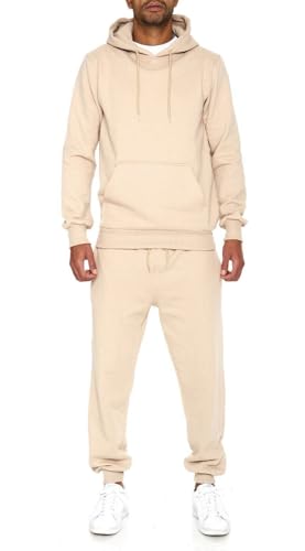 iProfash Trainingsanzug Sportanzug Jogginganzug Trainings Hose Pullover trainings Uni 3 (DE/NL/SE/PL, Alphanumerisch, L, Regular, Regular, (Basic hoodie + Hose) Beige)