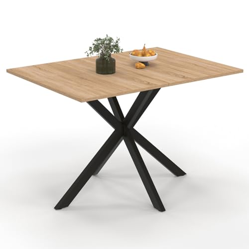 IDMarket - Table à Manger Rectangle ALIX 4-6 personnes pied araignée Bois et Noir 110 cm
