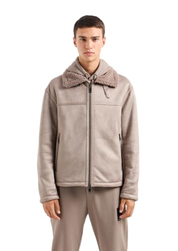 Armani Exchange Herren Limited Edition a Line Faux Sherpa Hooded Jacket Mantel, Treibholz-Braun, M
