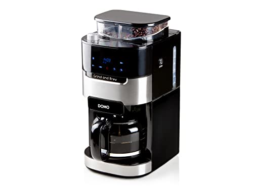 DOMO DO721K Kaffeemaschine 'Grind and Brew' - Bean-to-Cup-Funktion - LCD-Display - Für gemahlenen Kaffee oder ganze Bohnen - 1,5 L