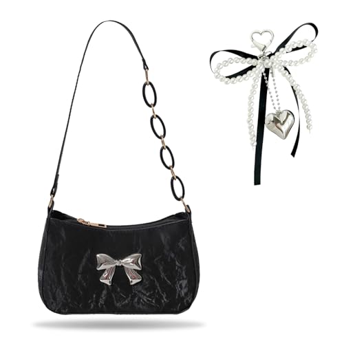 FOSDICK Handtasche Damen Klein, Umhängetasche Damen Elegant, Y2K Schmetterling Kleine Tasche, PU Retro Achsel Tasche, Hobo Bag, Schultertasche Bag, für Frauen Dating Reisen Party Einkaufe