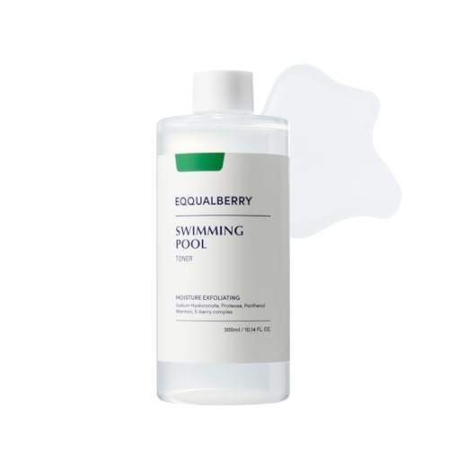 EQQUALBERRY Swimming Pool Toner, Gesichtswasser 300 ml – Feuchtigkeitsspendend & beruhigend, Porenverfeinerung, sanftes Peeling, für alle Hauttypen