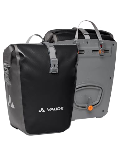 VAUDE Fahrradtaschen für Gepäckträger Aqua Back 2x24L in schwarz 2 x Hinterradtaschen wasserdicht, Fahrrad Gepäckträgertasche hinten, einfache Befestigung – Made in Germany