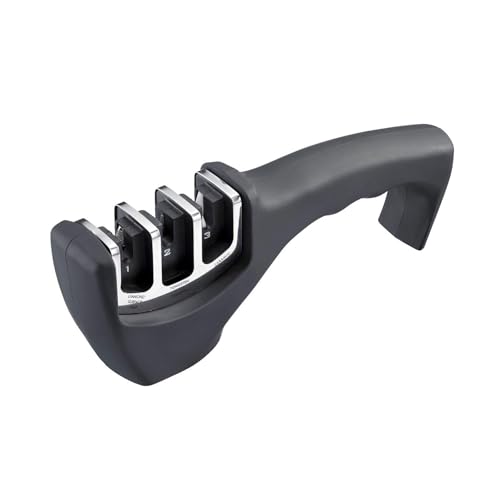 Westmark 3 Stufen-Messerschärfer mit Diamant-/Wolfram-/Keramik-Schleifsteinen, Deluxe, Schwarz/Silber, 10172260