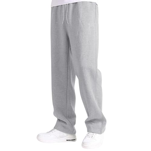 Generisch Jogginghose Herren - Baggy graue Jogginghosen Open Leg Jogger Haushose Hose Track Pants Sweatpants Sporthose Lang Hosen Breite Dünne Jungs Männer Trousers for Men
