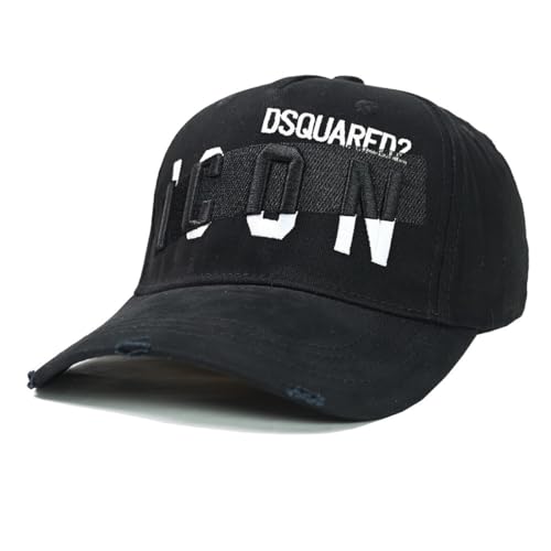 DSQUARED2S Icons Herren-Baseballkappe, klassisch, Sport, Freizeit, Sommer, Stickerei, klassische Snapback-Mütze, schwarz 1, Einheitsgröße
