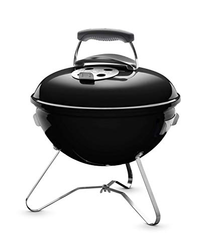 Weber Smokey Joe Holzkohlegrill/Tragbares Design, Porzellanemaillierter Deckel und Kessel, 37 cm Grillfläche, Schwarz