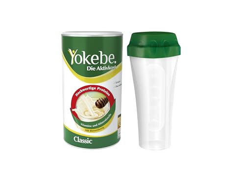 Yokebe Classic Starterpaket inklusive Shaker - Diätshake zum Abnehmen - glutenfrei und vegetarisch - Mahlzeitersatz zur Gewichtsabnahme mit hochwertigen Proteinen- 500 g, 12 Portionen - 2-teiliges Set