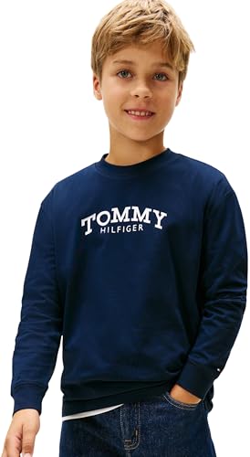 Tommy Hilfiger Jungen Monotype Print Ls Kb0kb10052 L/S T-Shirt, Blue (Dark Night Navy), 14 Jahre