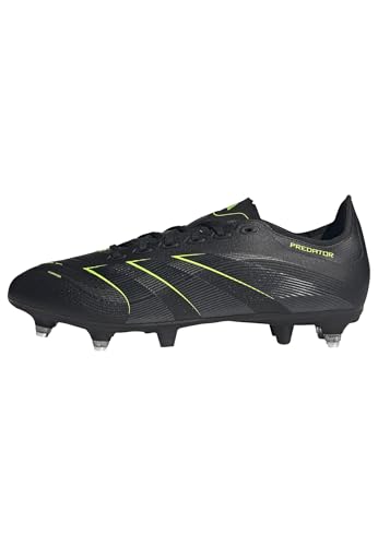 adidas Unisex Predator League Soft Ground Football Boots, Core Black/Carbon/Lucid Lemon, 45 1/3 EU