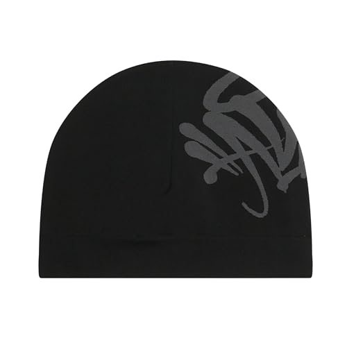 Syna World - Hochwertige Skully-Kappe für die neue Saison, Central CEE Beanie-Design - Schwarz und Grau - synaworld