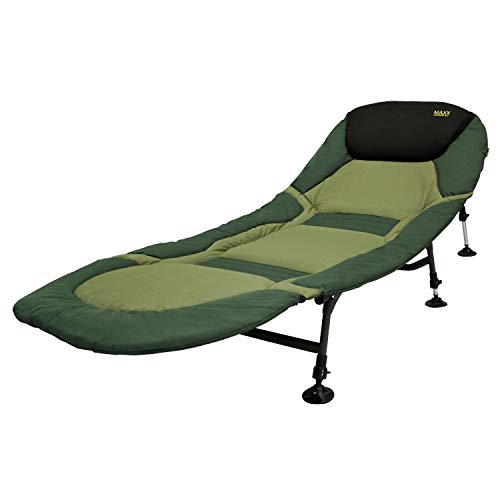BAT-Tackle Maxxlounge Bedchair| Campingliege | 6 oder 8-Bein Angelliege bis 150kg | Karpfenliege | Gartenliege (6-Bein)