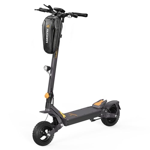 Ausom L1 E-Scooter mit Straßenzulassung (ABE), 70-90km Reichweite, 500W Motor, Max.20 km/h, Faltbarer Offroad Elektroroller für Erwachsene mit Duale Schwingarmdämpfer, Dual-Disc-Bremsen (15,6-Ah-Akku)