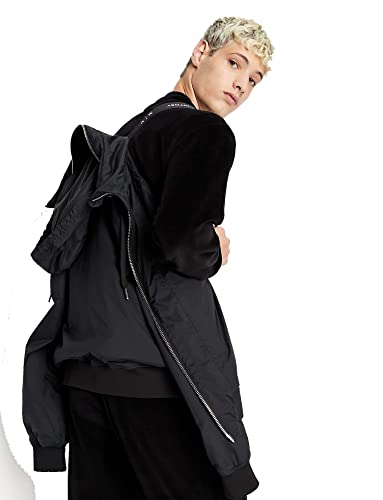 Armani Exchange Herren Front Logo, Logo On Drawstrings, Zip Pockets, Concealed Hood Jacke, Schwarz, M