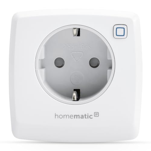 Homematic IP Smart Home Schaltsteckdose, digitaler Zwischenstecker steuert Leuchten oder Elektrogeräte per App, Alexa & Google Assistant, Energie sparen, 157338A0