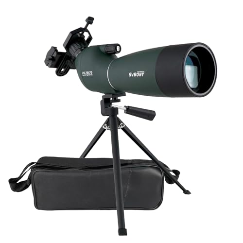 Svbony SV28 Spektiv mit Stativ 25-75x70, HD BAK4 Prisma FMC Monokular Handy Adapter Abgewinkeltes Okular Wasserdicht Tragetasche Spektive für Sportschützen Vogelbeobachtung