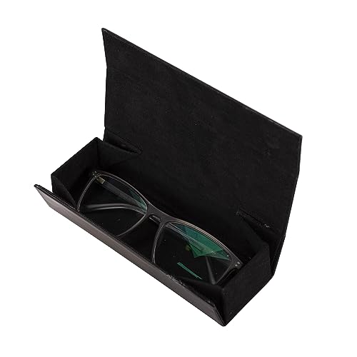Solo Pelle Faltbares Brillenetui aus echtem Leder, tragbare Brillenbox zum falten, Brillen Etui mit Magnetverschluss Sonnenbrillenetui für Herren Damen Kinder (Clever Schwarz)